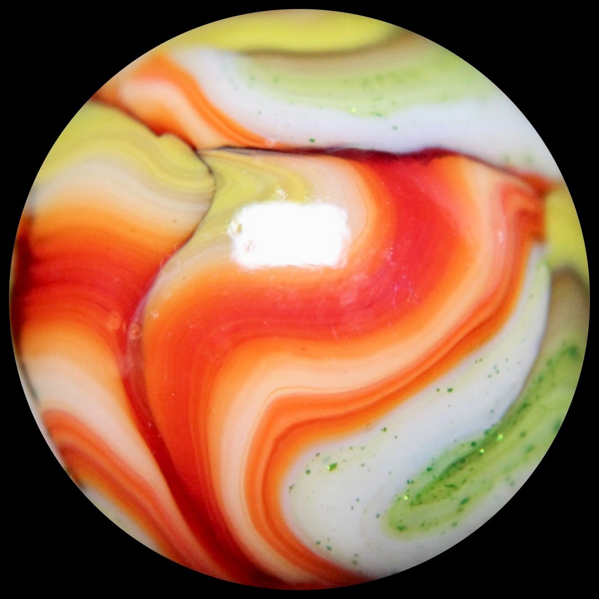 JABO Indian Summer Marble: BIG Ruby Red Oxblood w/Aventurine 0.788″
