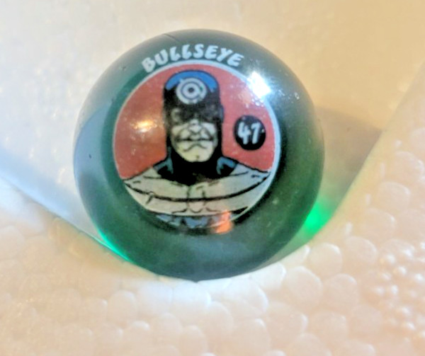 Vintage Marvel Bullseye #41 Translucent Blue Green Glass Marble Collectible