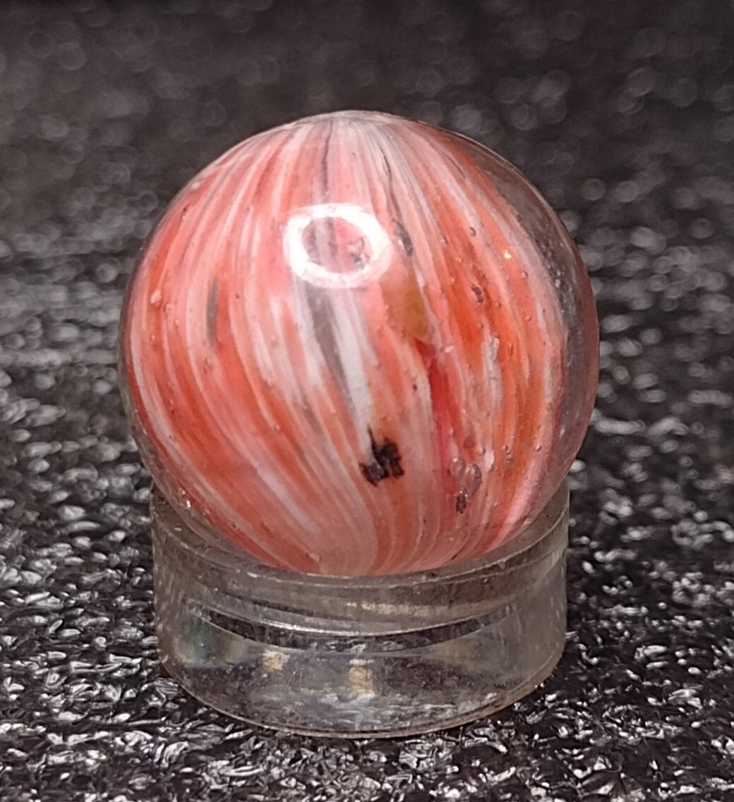 .70″ ✨☁️ SILVER MICA EOD Shrunken OnionSkin Swirl Antique Glass German Marbles