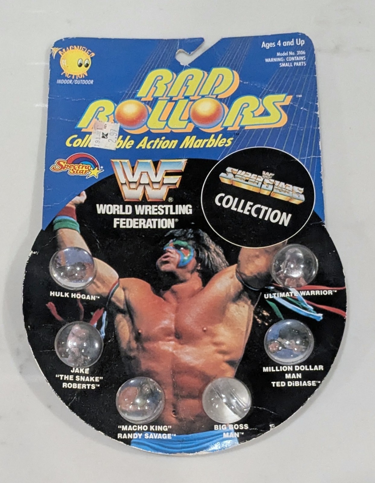 1990 WWF Rad Rollors Marbles Superstars Collection Ultimate Warrior Hulk Hogan