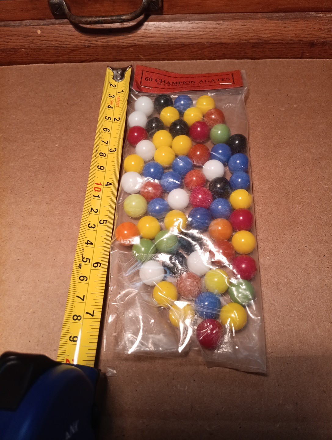 60 Champion Agate Marbles Made In Pennsboro W. Va. USA In Original Bag