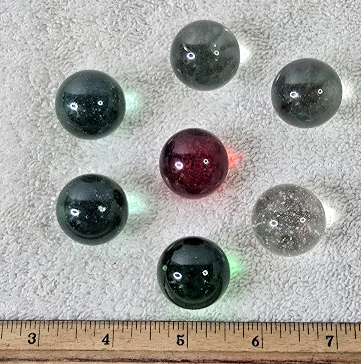 Vintage 1″ Translucent Glass Marble Lot 7 Pcs #2