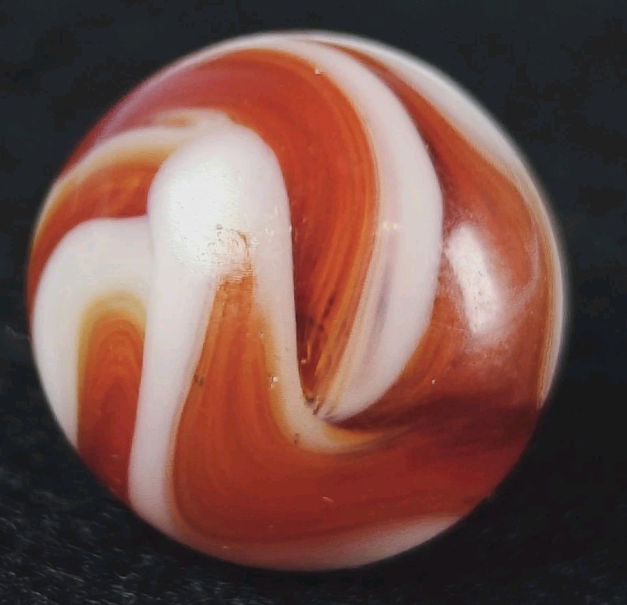 Vintage Marble – 5/8″ White Red West Virginia Swirl Alley