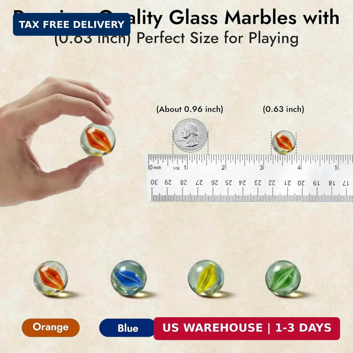 ARSUK Marbles for Kids 40 Cat’s Eye Glass Balls, Uniform 16mm (0.63″) – Colorful