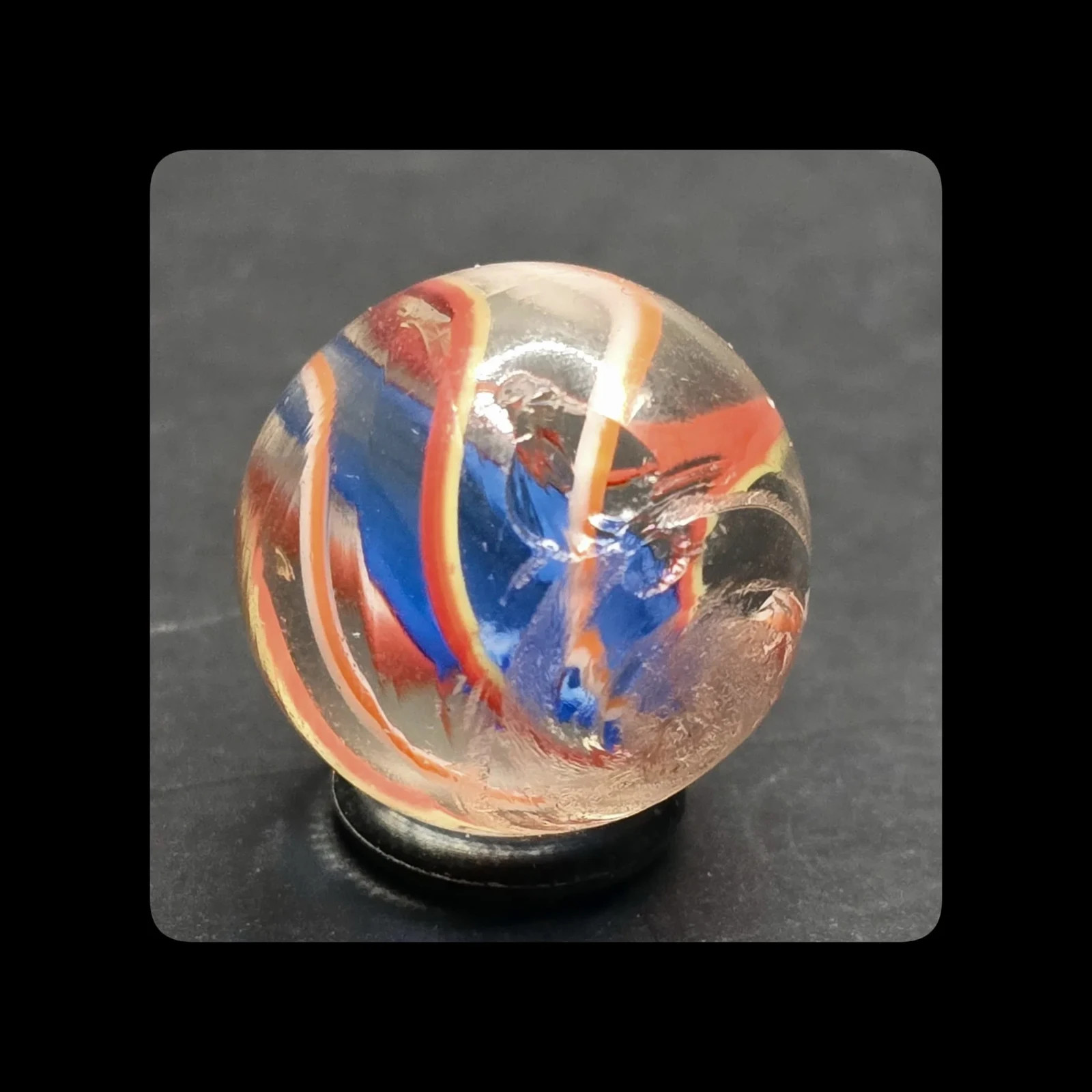 ~Mic’sMibs~11/16″ Set of FOUR same Same Blue Jelly Solid Core Swirls