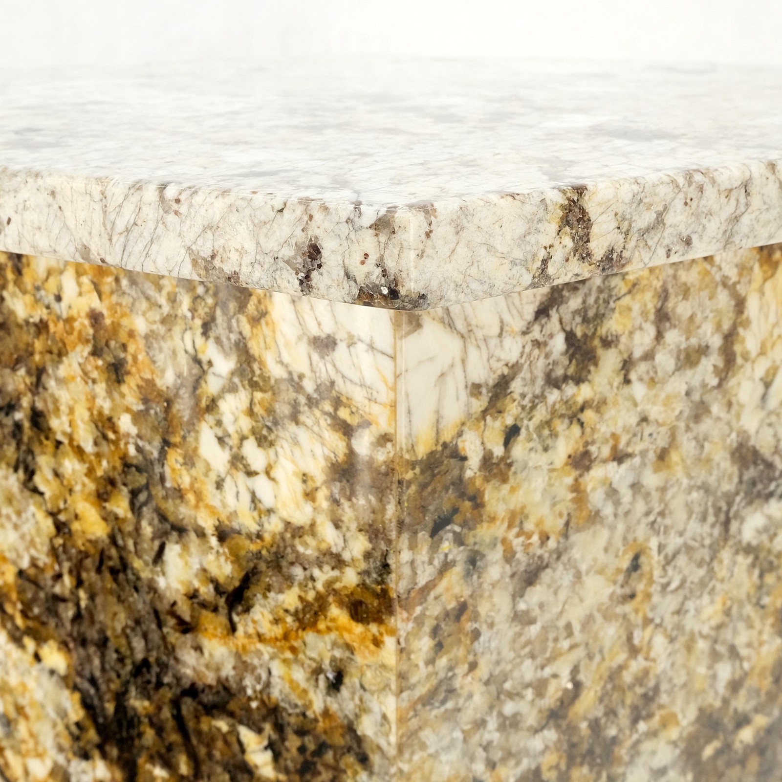 Large Polished Marble Stone Hexagon Shape 38″ Tall Pedestal MINT!