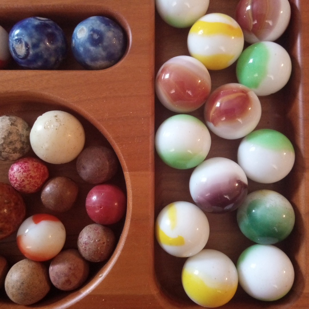 Glass Swirl Cat Eye Antique Clay Pottery Crock Glazed Marble Lot Bennington