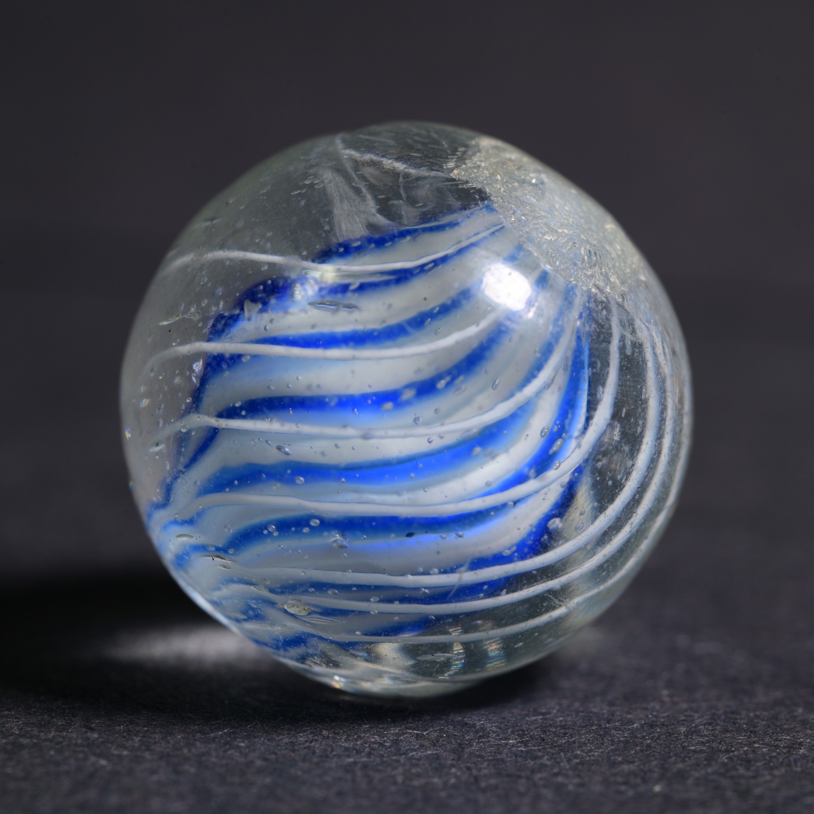 Candy Cane Solid Core German Handmade Antique Marble Caged Cobalt 17.9mm 11/16”