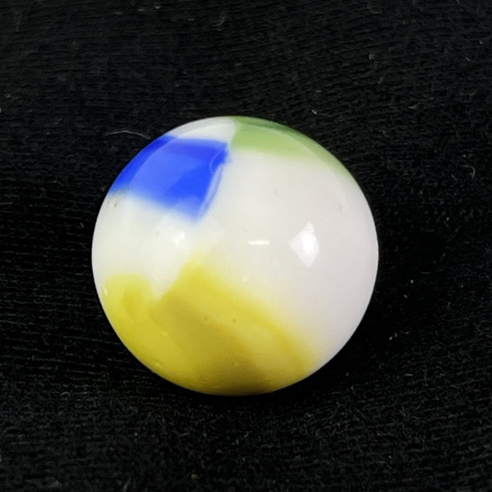 Vintage Akro Agate Peltier Art Swirl Glass Marble .62” White Blue Green Yellow