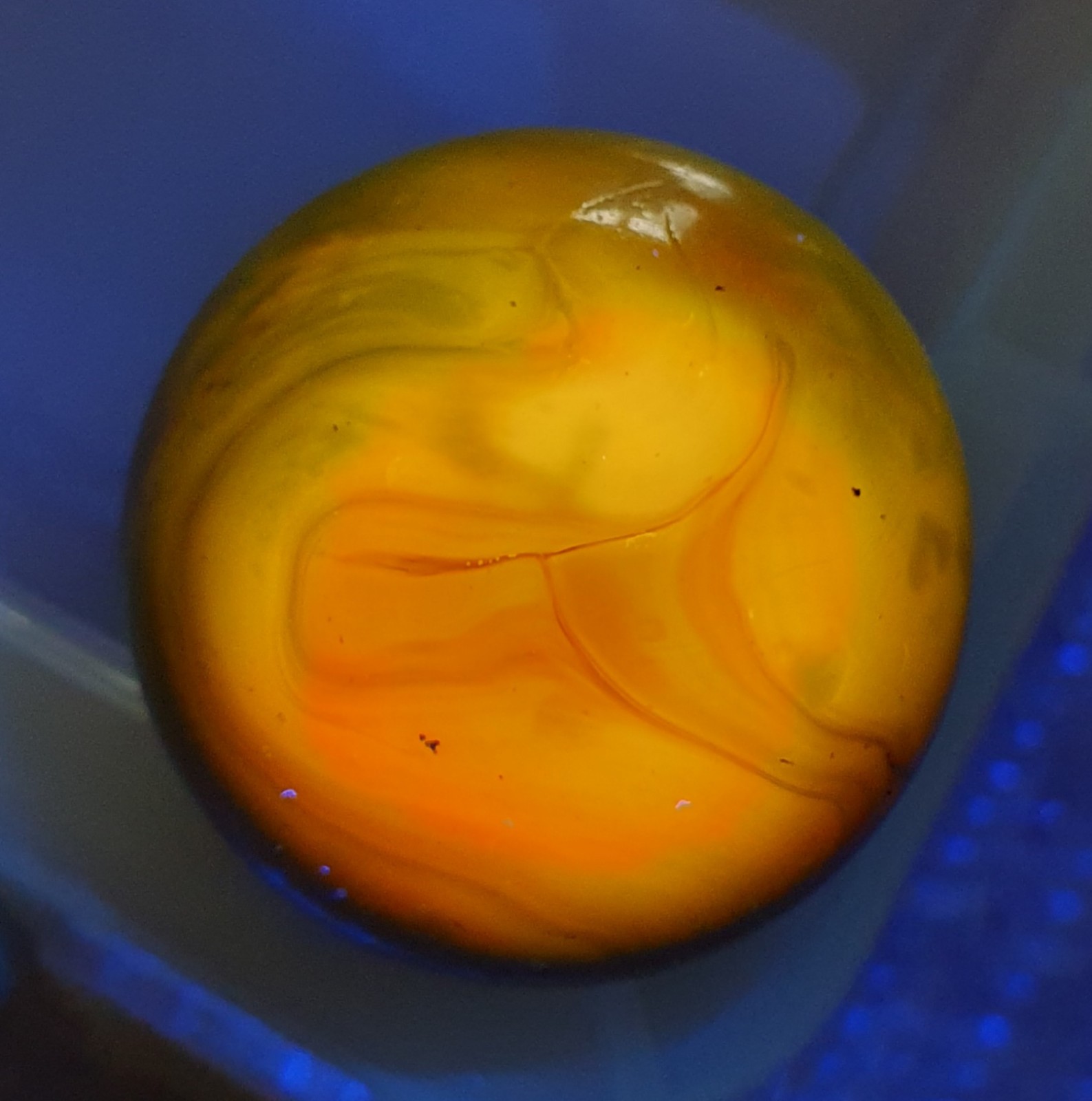 Vacor Import Toe Breaker 50mm Green Swirl Mega Marble VGC Reacts To 365 UV Light