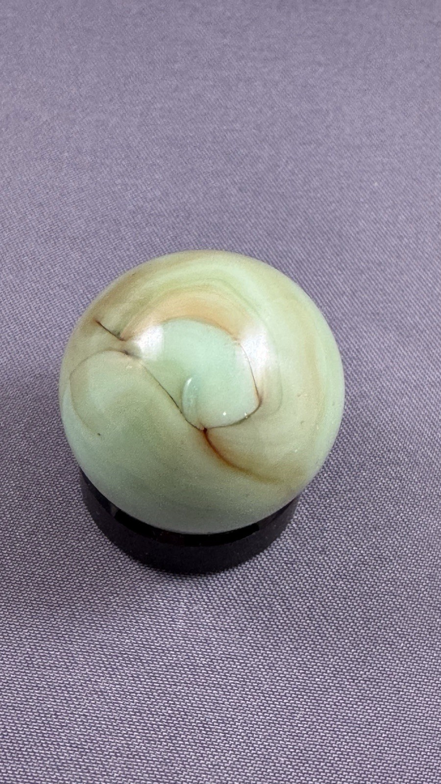 Large Jade Green Glass Marbles Lot (2) Opaque Swirl Slag Shooter Size 3/4”
