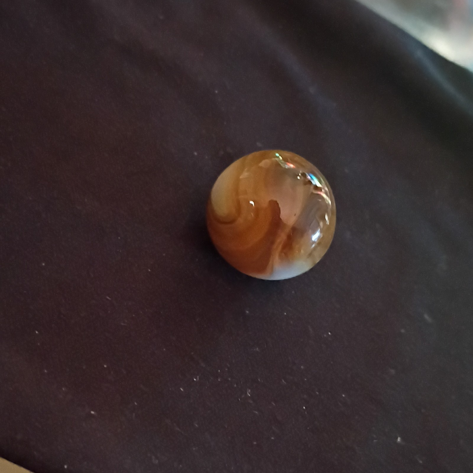Single Glass Swirl Toy Marble, White & Brown Swirl, Ages 4-7 to 17+