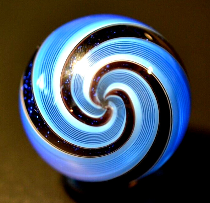 HOT HOUSE GLASS MARBLE/1.279″-ROYAL BLUE BANDED FINE LINER #68-ROYAL BLUE DICHRO