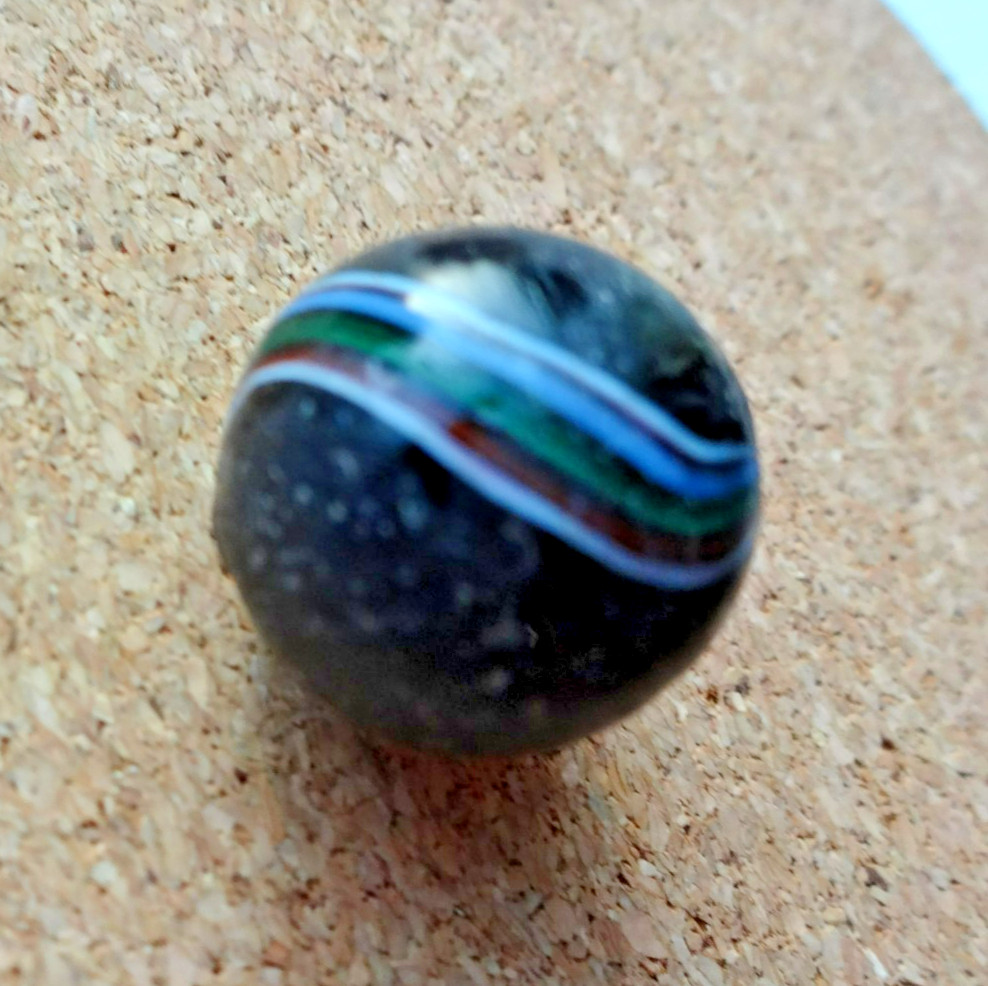 Antique German Handmade Indian Marble Black with Swirl designs