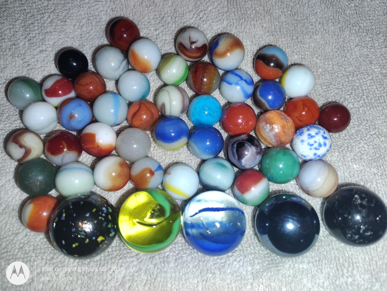 Vintage Marble Lot 49 Glass Marbles 5 Shooters UV Reactive Confetti Estate Mix