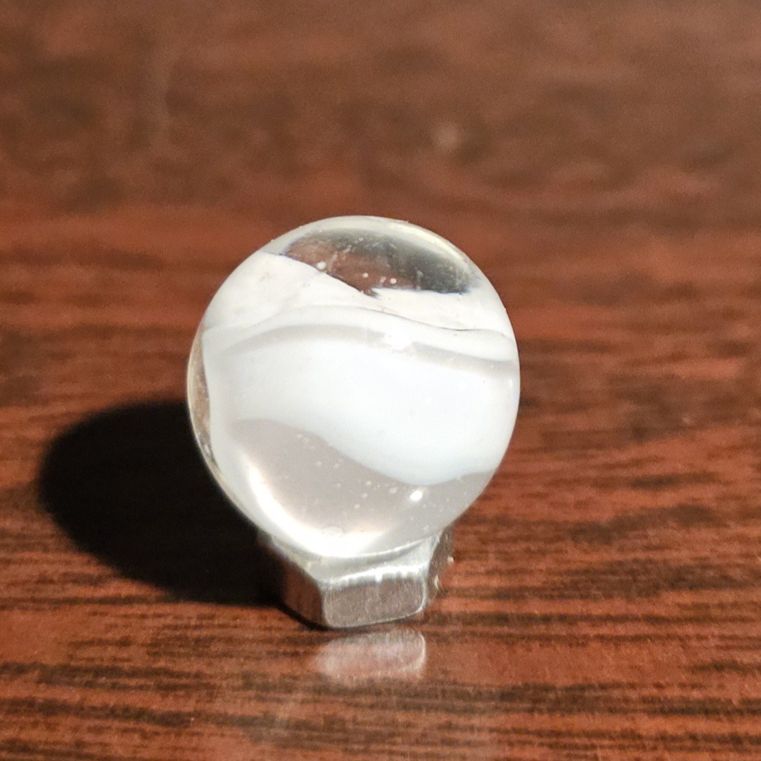 Vintage CE Bogard White Floppy 4-Lobe Cats Eye .625″ Glass Marble