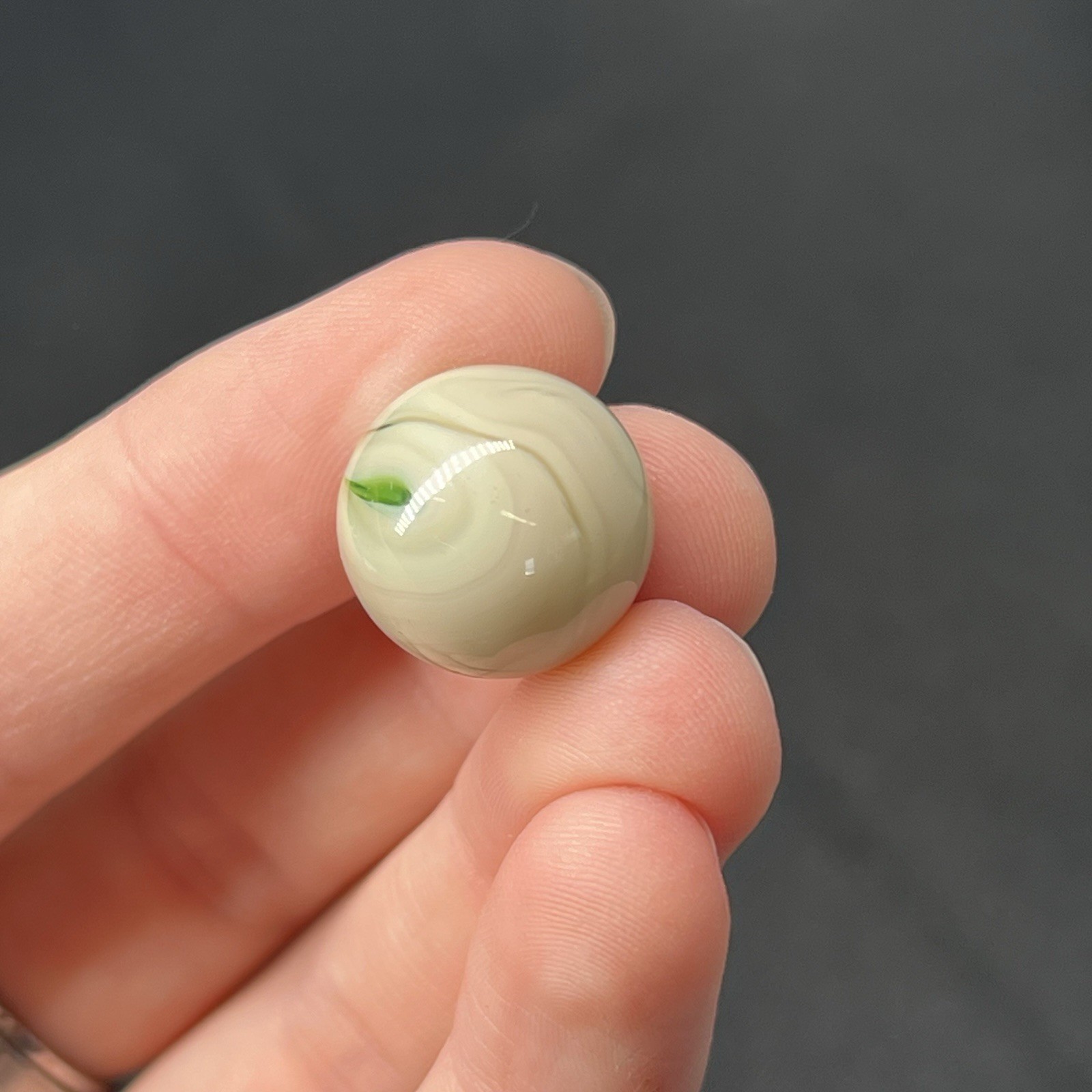 VTG Glass Swirl Marble Akro Agate Peltier Vitro .6” Slim Green Cream