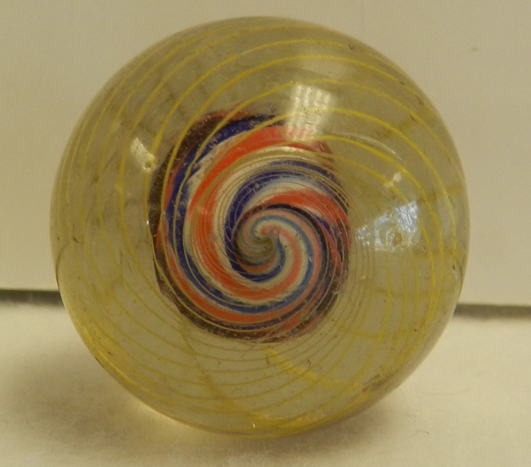 #20718m Large 1.42 In Vintage German Handmade Caged Solid Core Swirl Marble