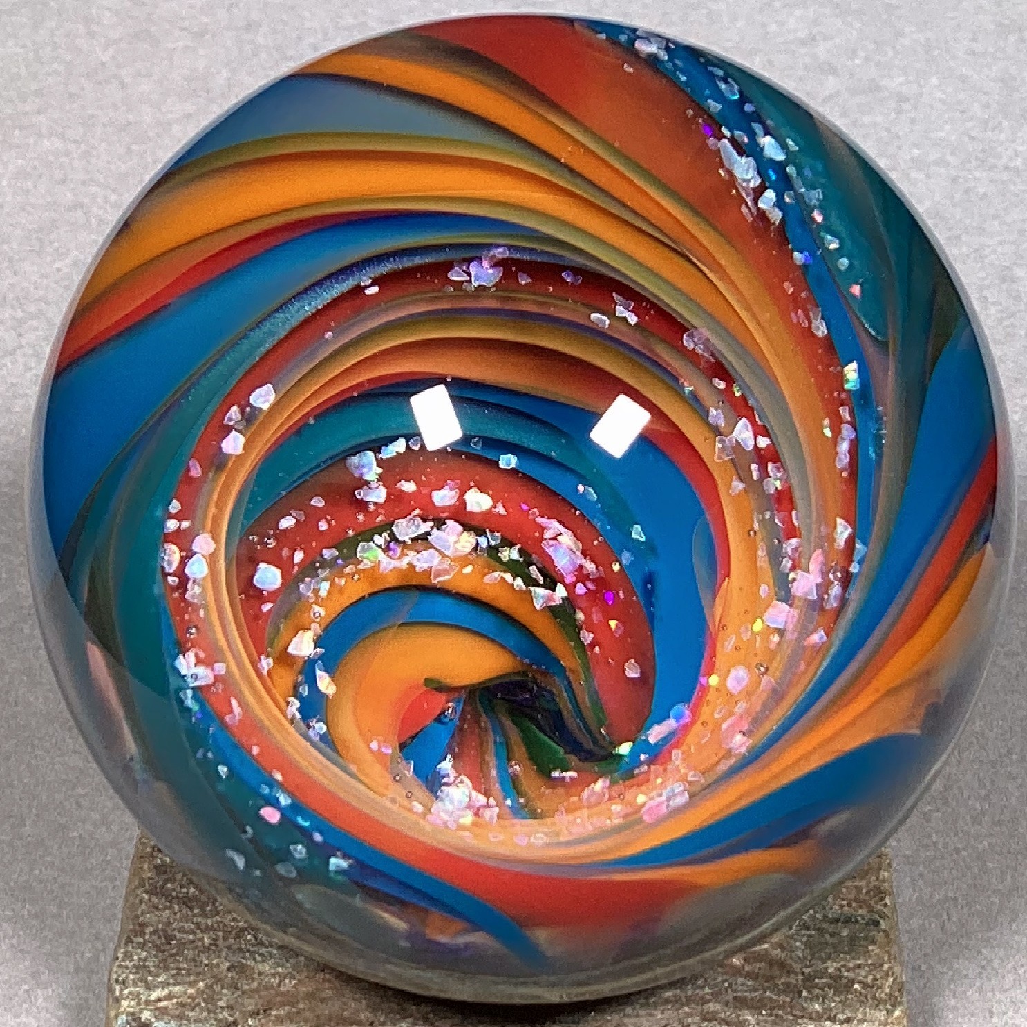 Vortex Marble Handmade by Bill Grout 2.17″ Dormant Spring 020826 Boro Glass