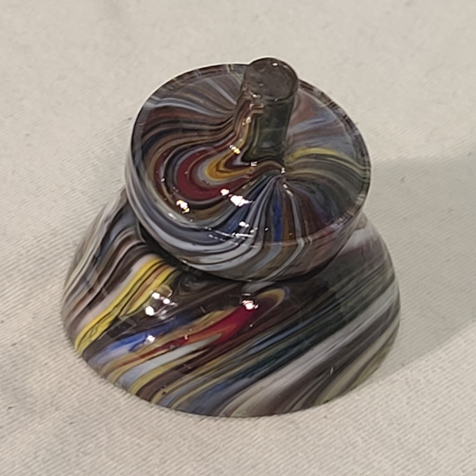 ANDY DAVIS, Glass Art Spinning Top & Base, Megans Run (?), #339J