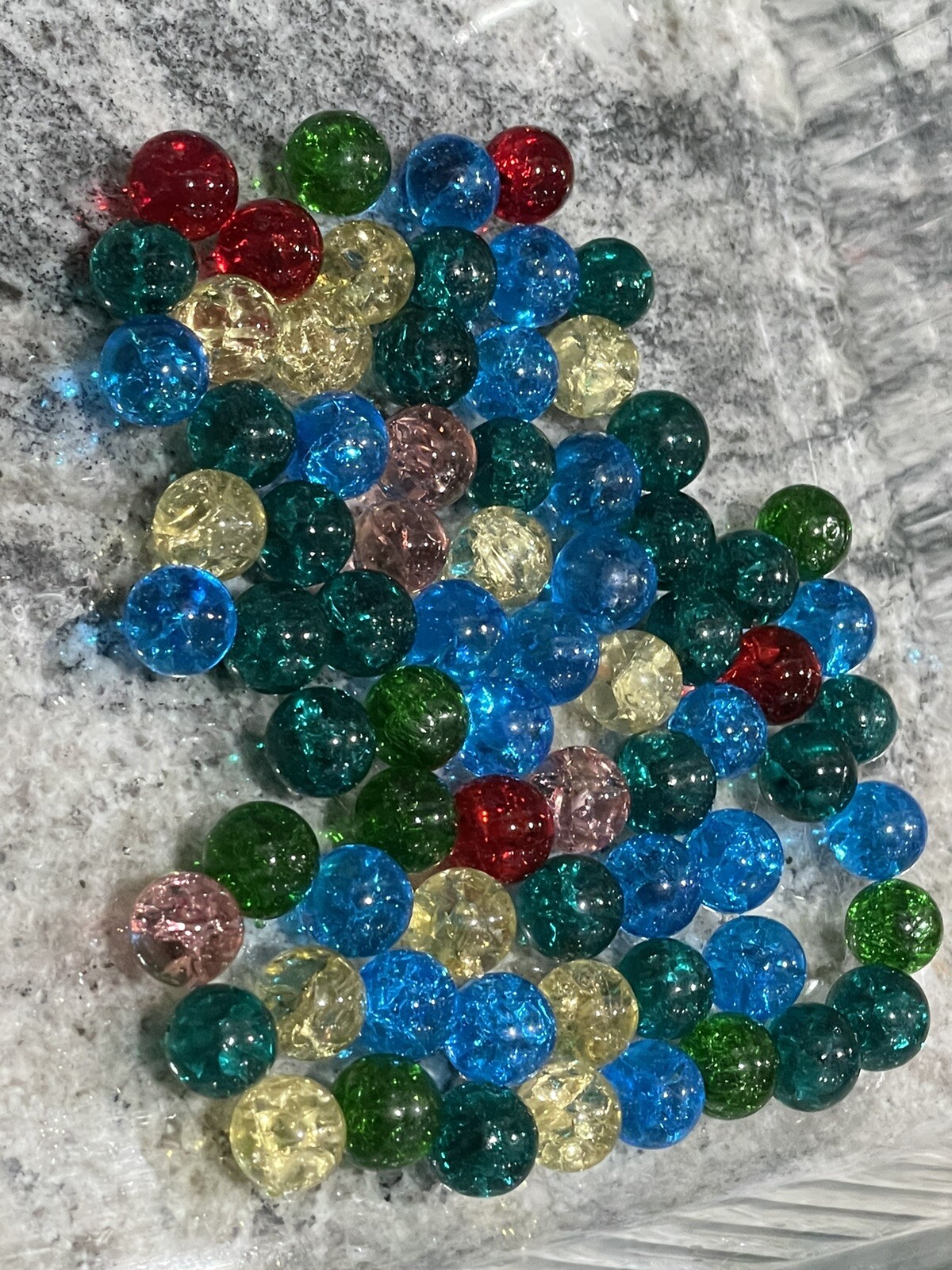 Large Lot of Crackled Vintage Glass Marbles