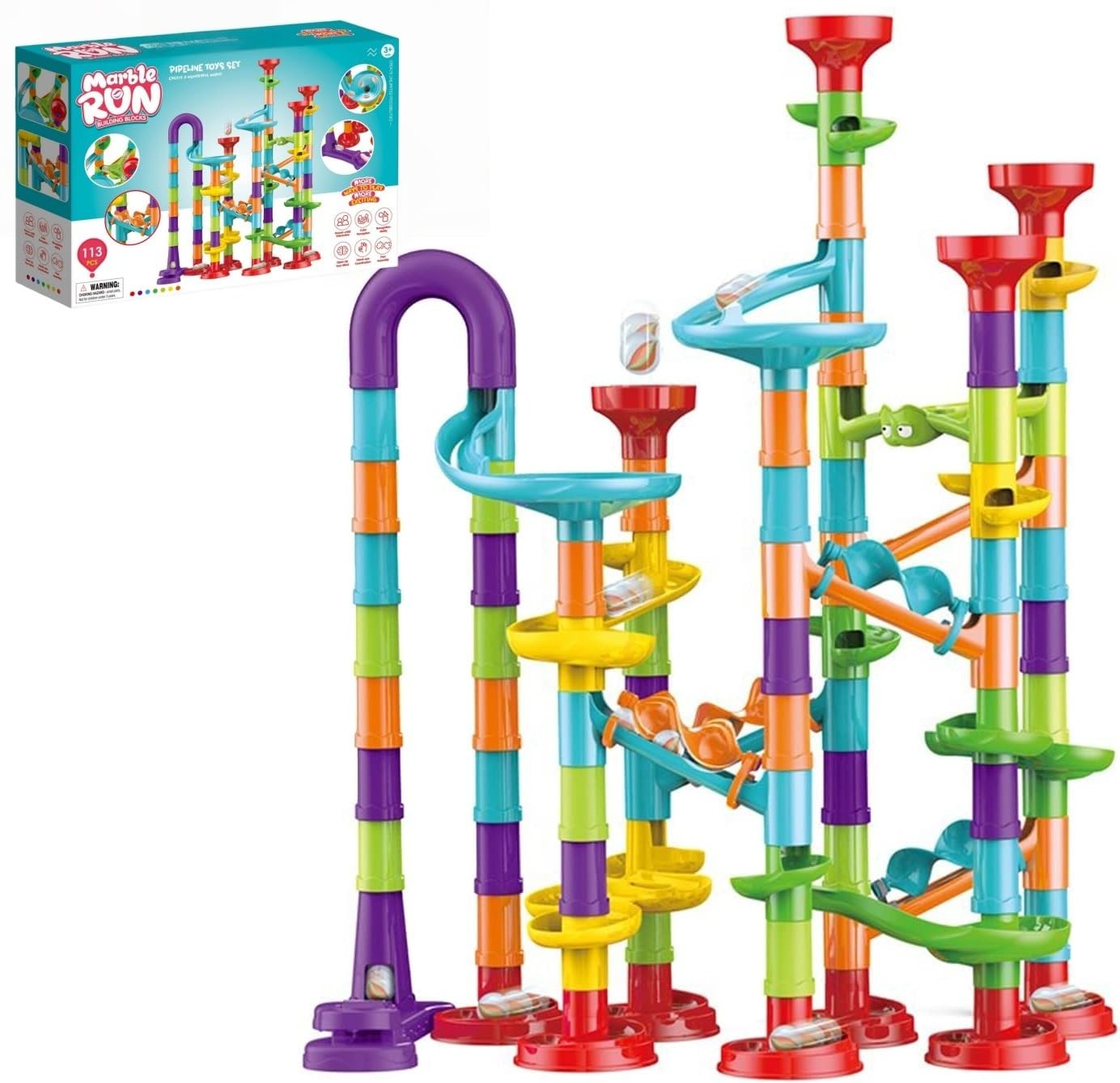 Marble Run for Kids Ages 4-8 – Maze Game DIY Educational Playset White