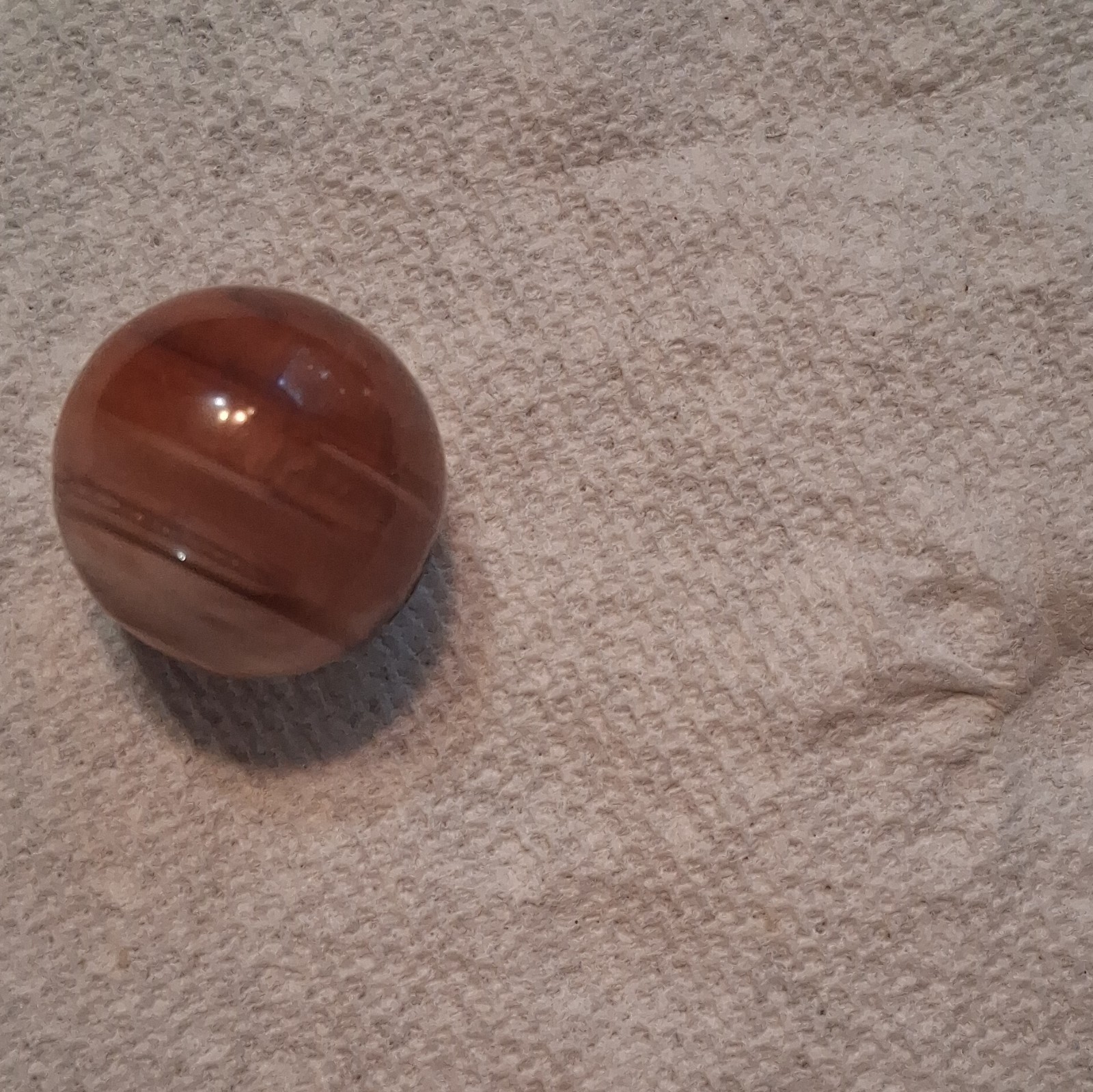Single Swirl Pattern Glass Toy Marble Brown Tan Ribbon Style Age 17+