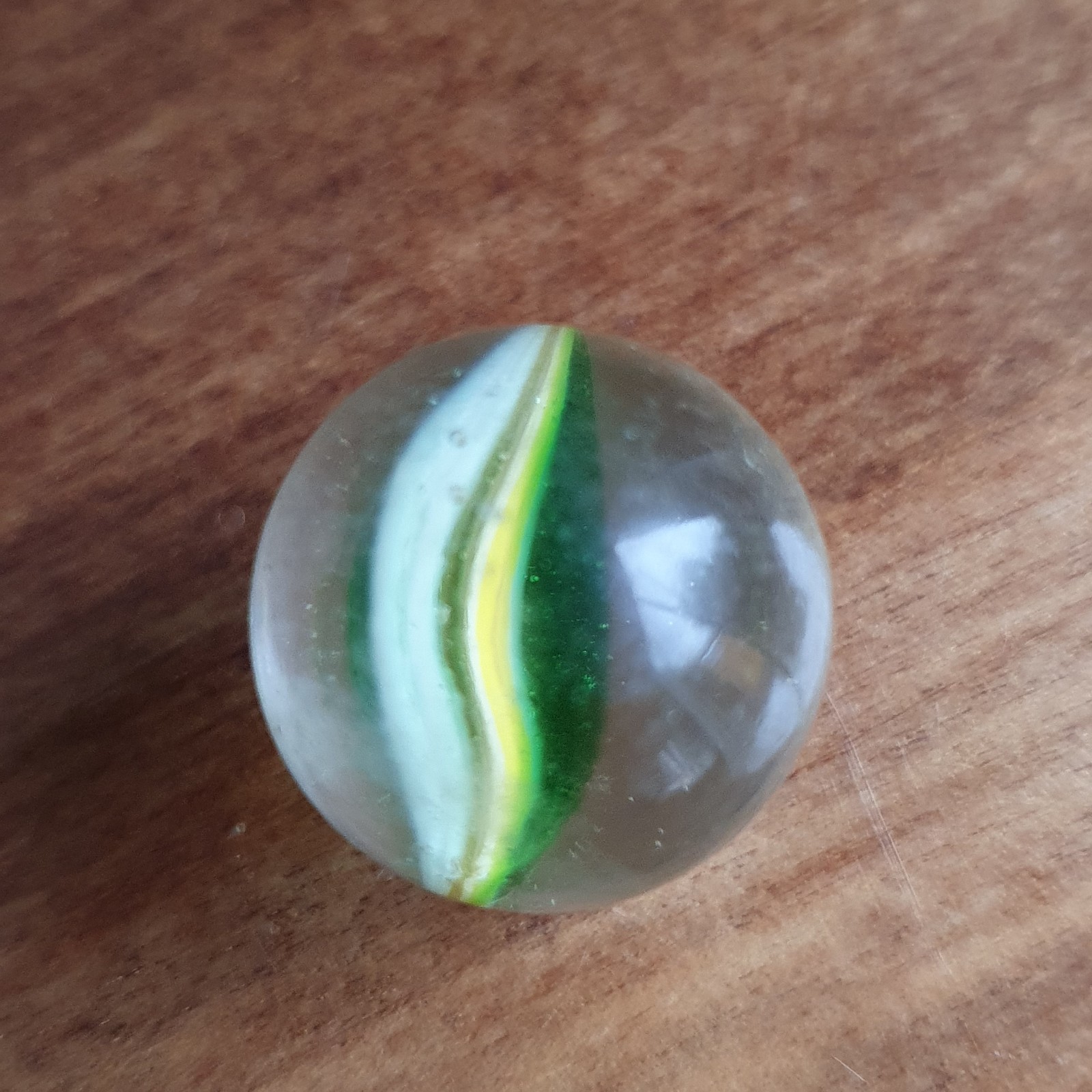 French European Sparkler Marble 1950s 60s Green White Brown Yellow Reacts To UV