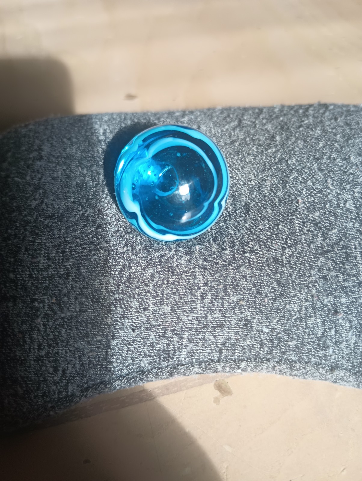 Vintage Hand Blown Art Glass Marble Shooter Swirl Collectible Blue White Hobby