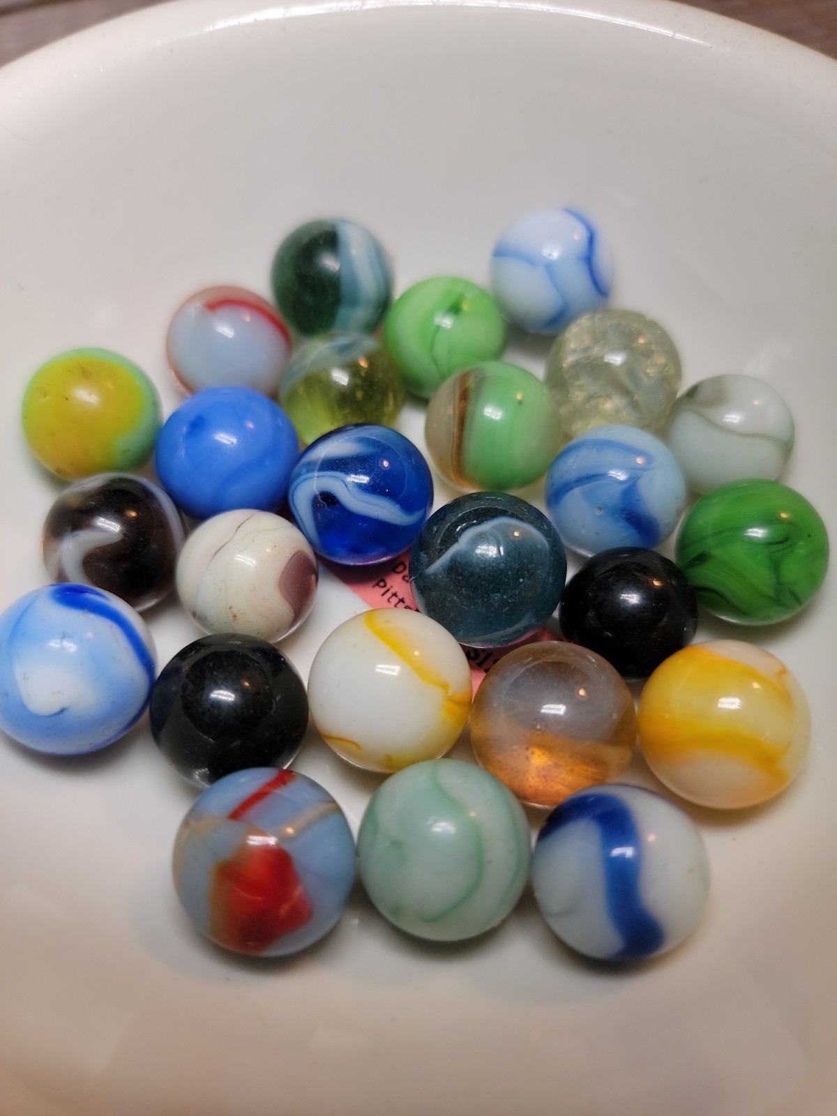 Vintage Glass Marble Lot F 24 Mixed Swirl Patch Translucent Marbles 5/8″