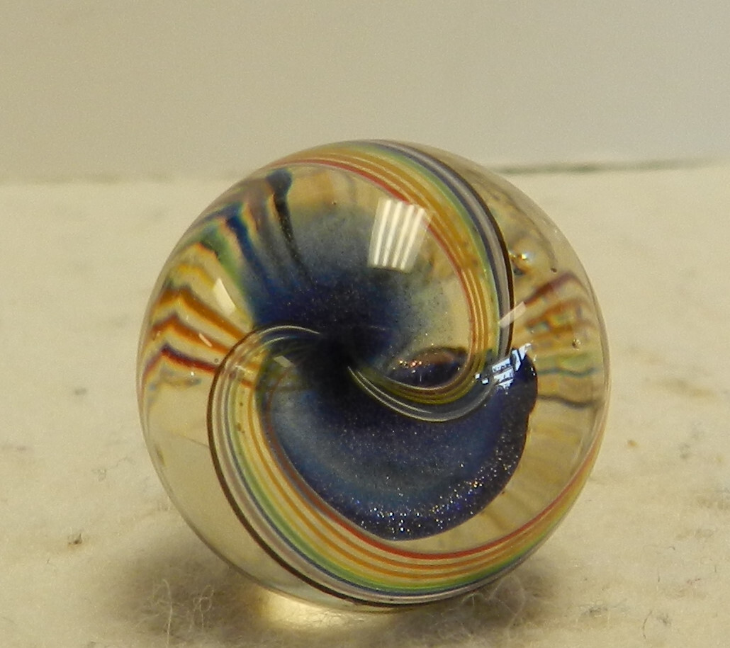 #15704m Nice Handmade Contemporary Wald Glass Marble With Lutz .79 In 1994 Mint