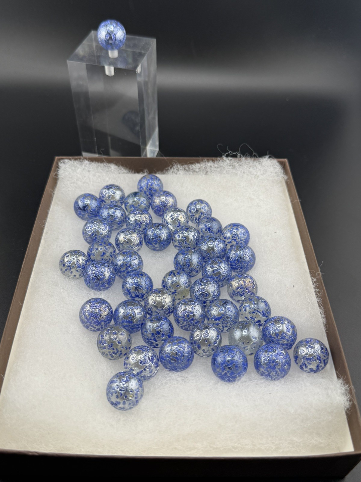 Lot 20+Vintage Small Blue Speckled Glass Marbles-Germany? 1/2”