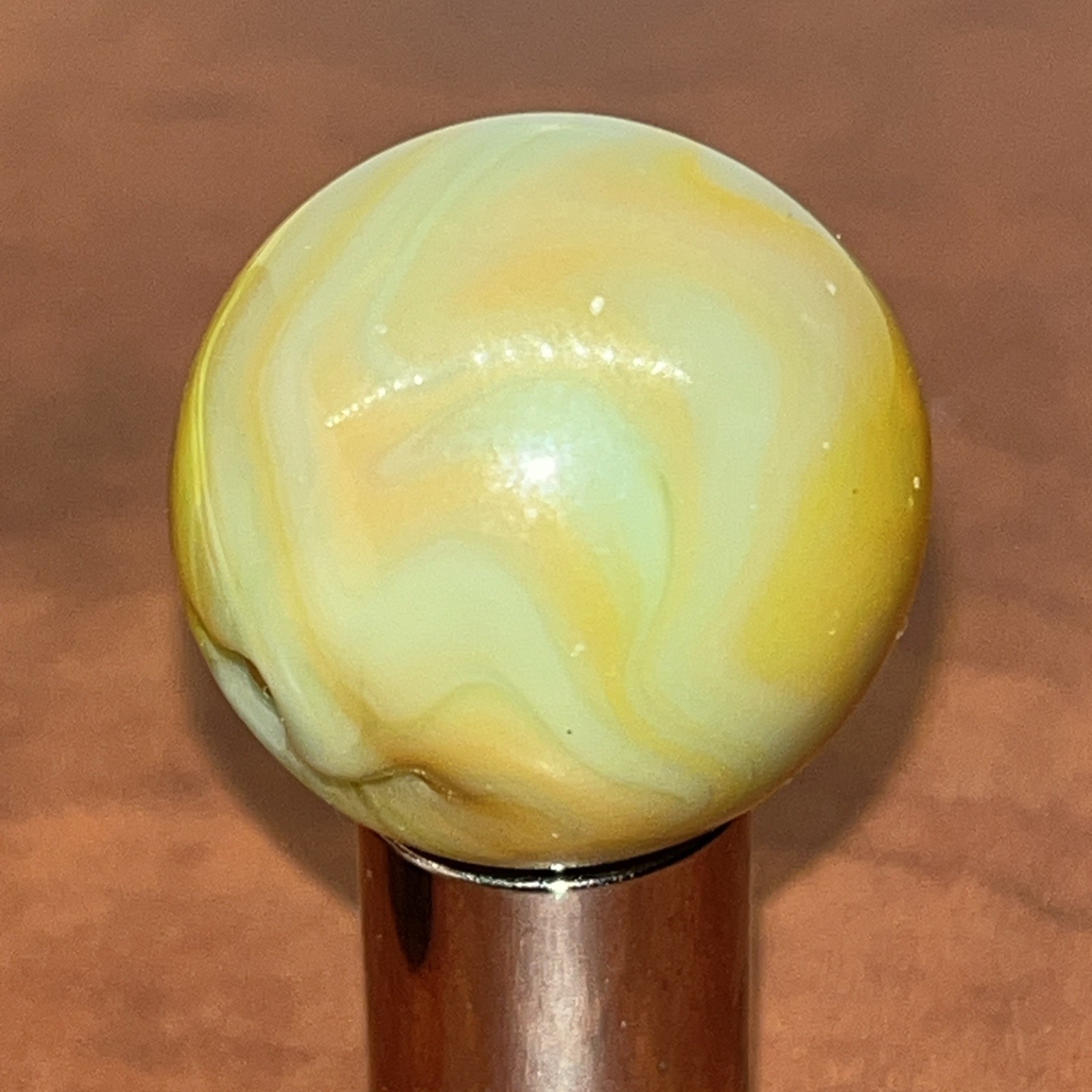Vintage Shooter Marble .936 Rust/bluish/greyish/yellow. Glows In UV Light (8)