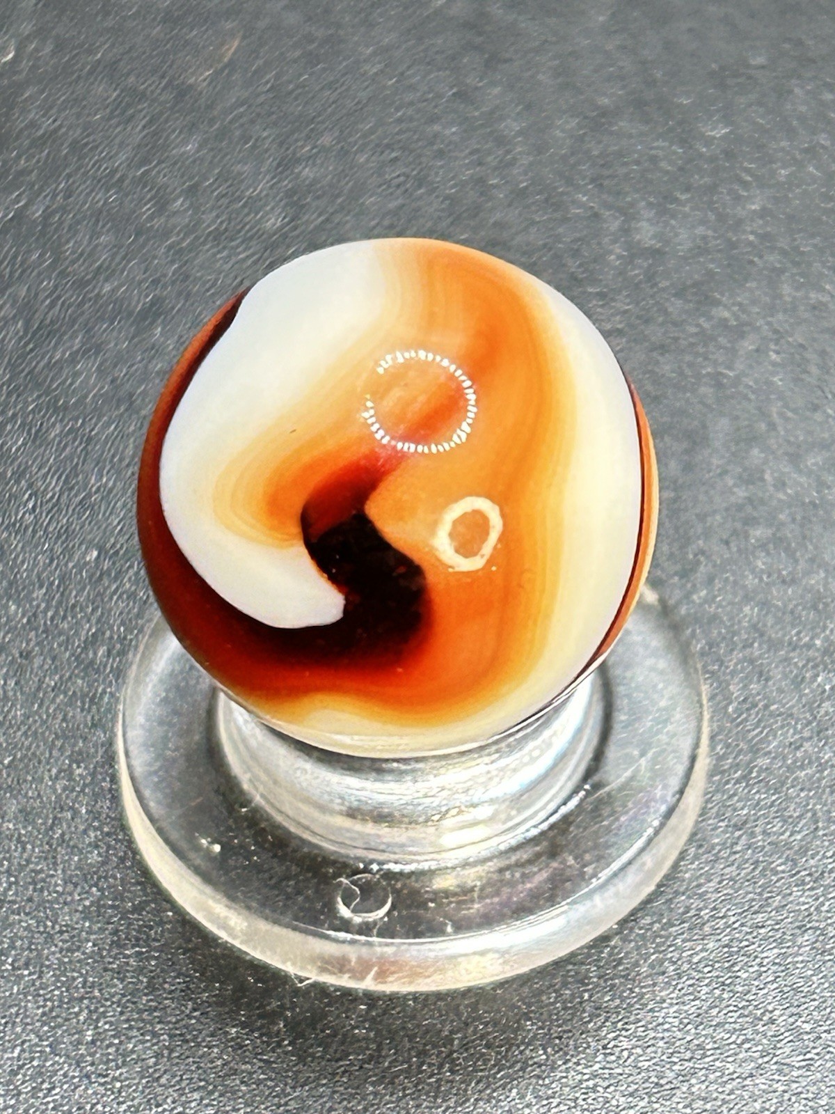 Vintage Akro Corkscrew Blood & Bones Marble Thick Lashes 0.629”
