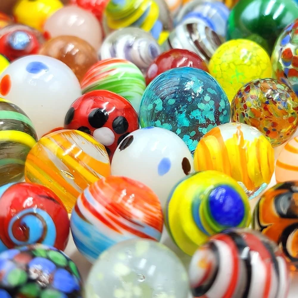 71pcs Assorted Glass Marbles Set for Kids – Cool Colors