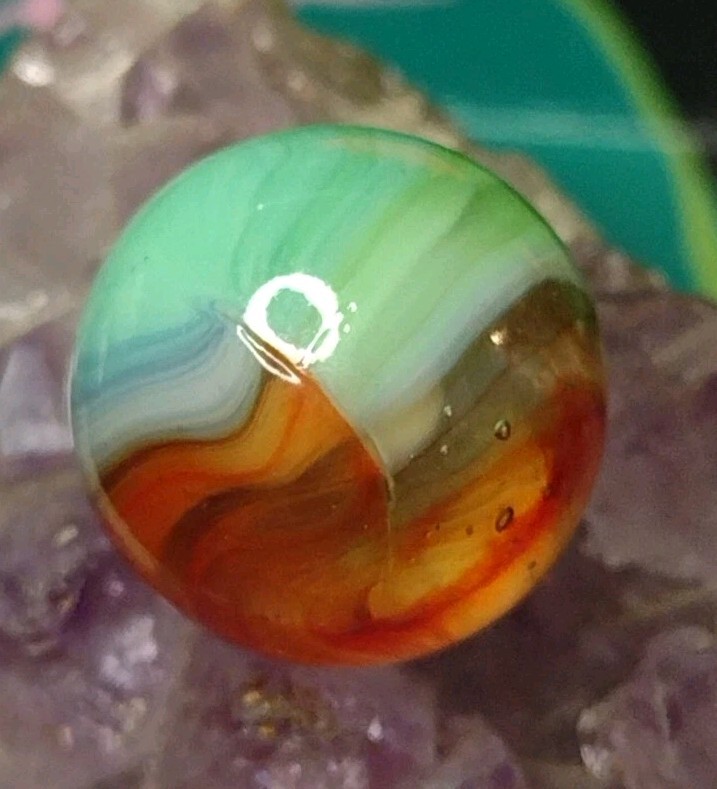 NM UV 5 Color 🦜 Vitro Glass Tri-Lite Trilite Elite ? Vintage Marbles .64″