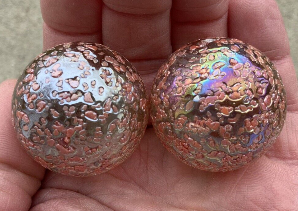 2 BOULDERS 35mm PRINCESS Marbles Speckled Confetti Glass LARGE HUGE