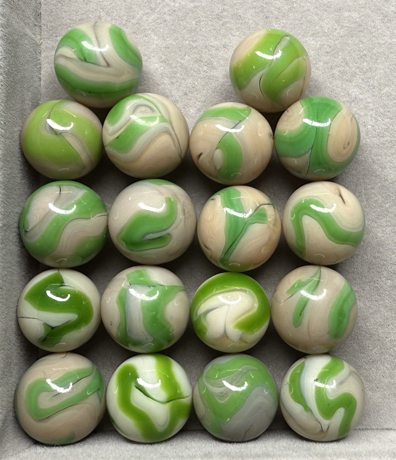 Lot Of 18 Alley St Mary’s Swirl Marbles .58” To .64” NM(+)