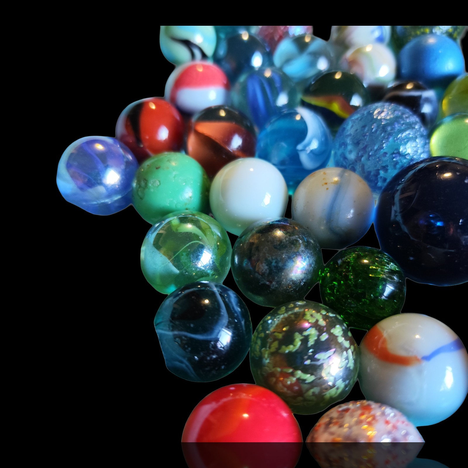 Read! Mixed Size Vtg To Mod Shooter Toe Breaker Marble Lot 40+ Marbles