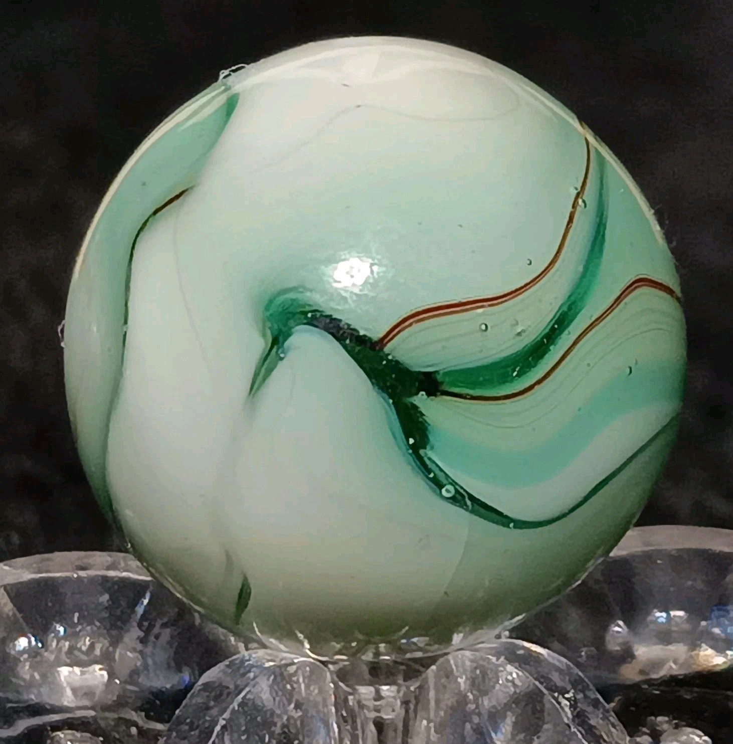Vintage Heaton Agate Swirl Marble. 59″ Mint(-). With Vitrolite Oxblood.