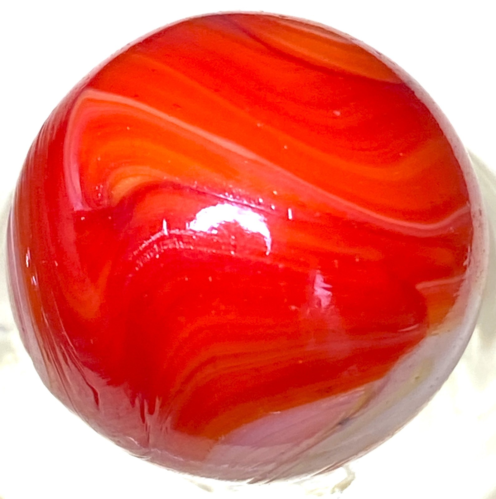 DAS/SAMMY’S/WV/JABO CANDY APPLE RED PAINTED SWIRLED LARGE SHOOTER .76″ 3B/10