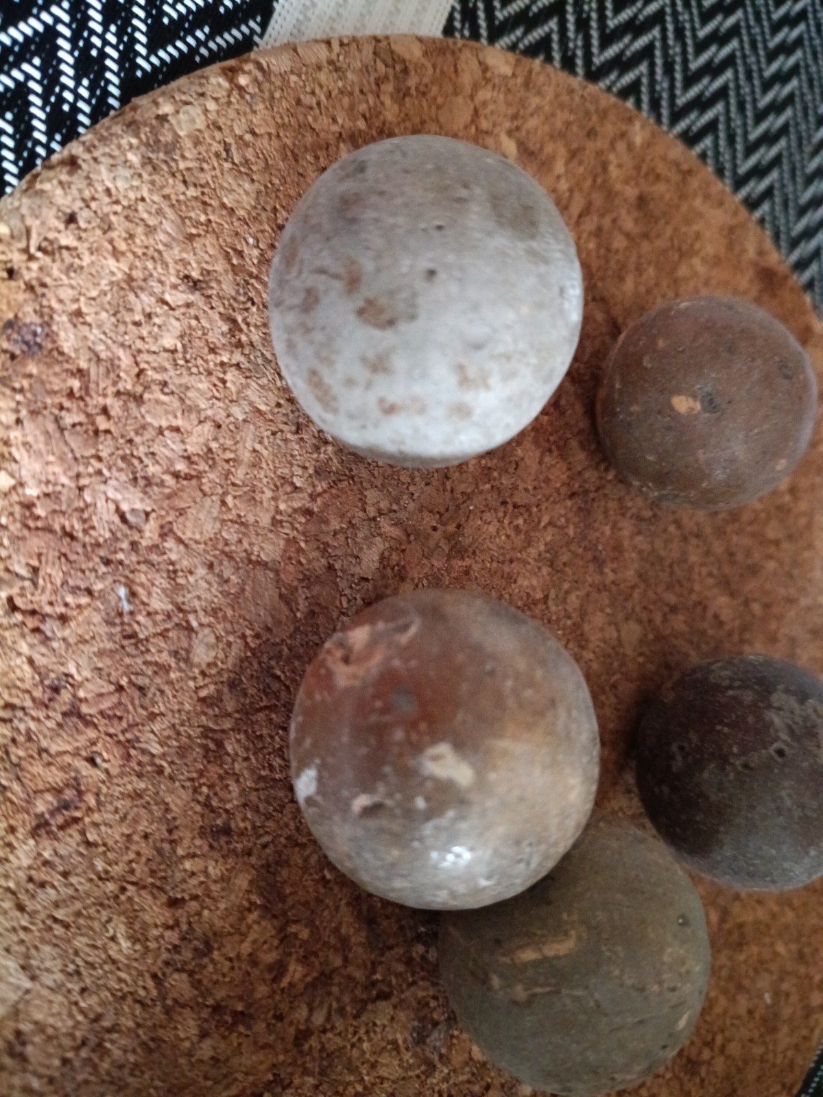 5 Large 17th Century Stoneware Marbles