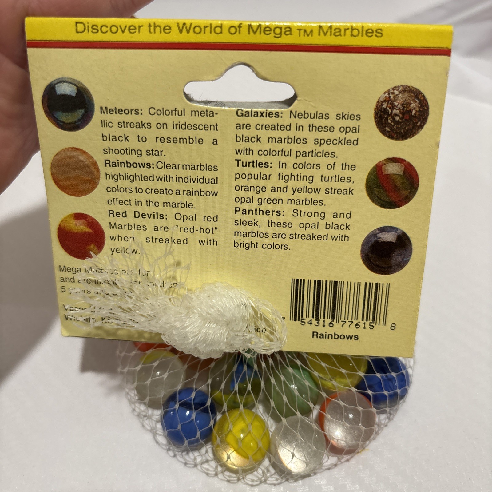 “RAINBOWS” VACOR MEGA MARBLES Vintage 1990s Net Bag 24 16mm/1 25mm Shooter