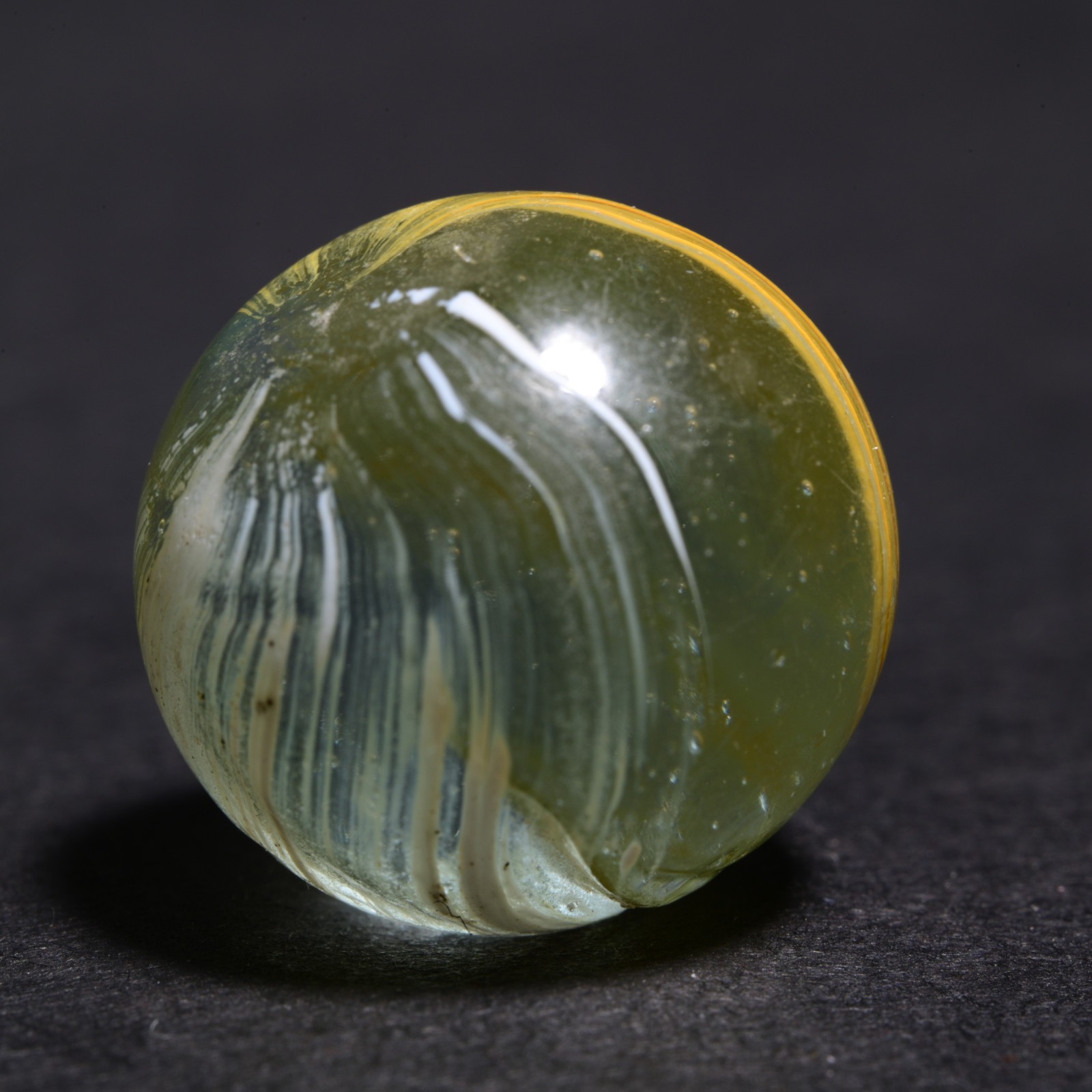 Indian Marble German Handmade Antique 2-Panel Ice & Egg Yolk 15.1mm 19/32”