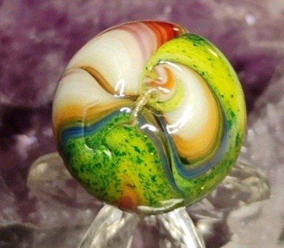 .72″ D.A.S. MARBLES 💥GREEN AVENTURINE TWISTED DRIZZLE-GLASS TOYS NM+