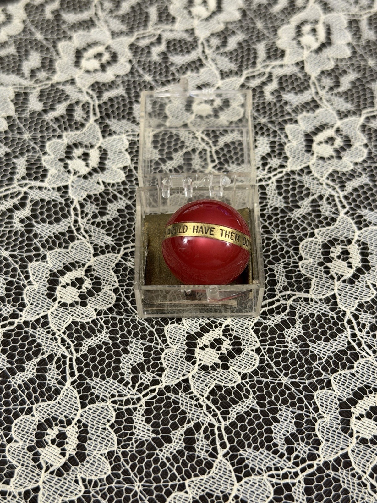 Vintage 1960’s Golden Rule Ruby Red Marble In Original Plastic Case With Paper