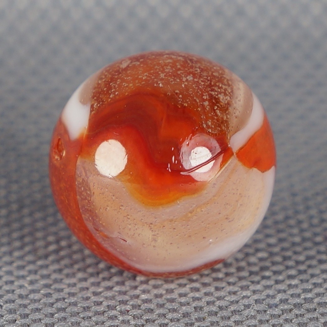 Vintage Marble: NM+ 5/8 Peltier Glass Sunset Rainbo -One Killer Old Mib