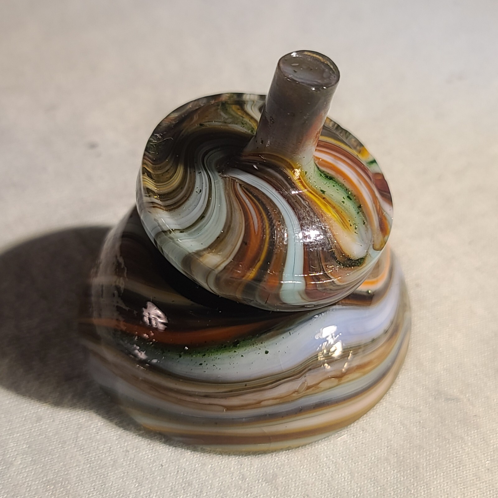 ANDY DAVIS, Glass Art Spinning Top & Base, Tom Jinks Run (?), #260E
