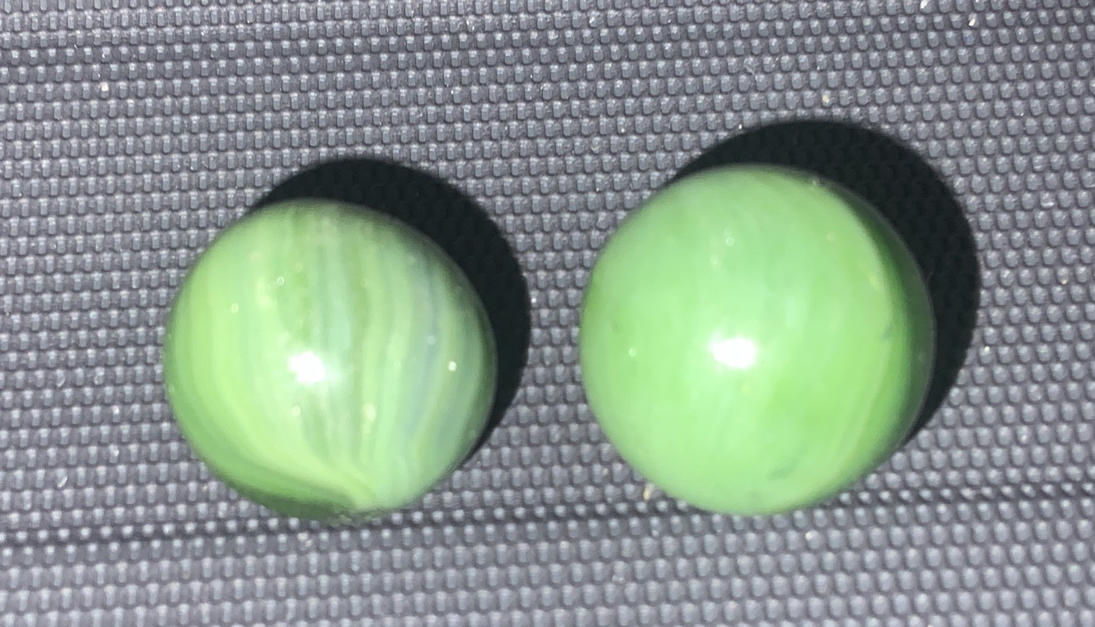 2 Vintage Green Swirl Marbles