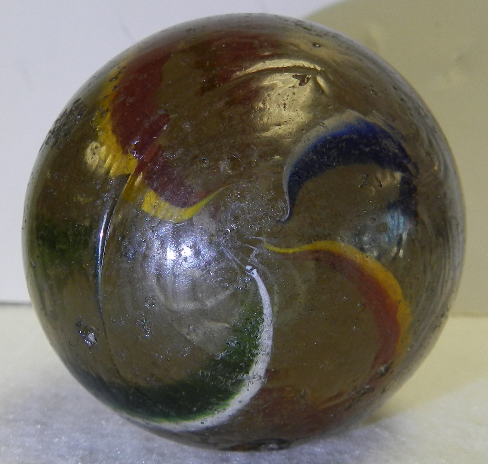 #19453m Huge 2.17 Inches Vintage German Handmade Latticino Swirl Marble